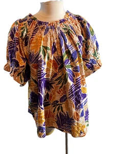 Democracy Blouse Top Womens 2X Floral Eyelet Short sleeve BOHO Peasant NEW - Picture 1 of 21
