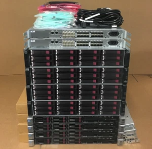 HP DL360p Gen8 64-Cores 512GB P2000 8GB FC + 1Gbit iSCSI 14.4TB Server SAN Build - Picture 1 of 4