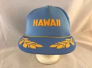 VINTAGE BLUE HAWAII CAPTAIN POLYESTER MESH TRUCKER HAT CAP HAWAIIAN HEADWEAR  - Picture 1 of 7