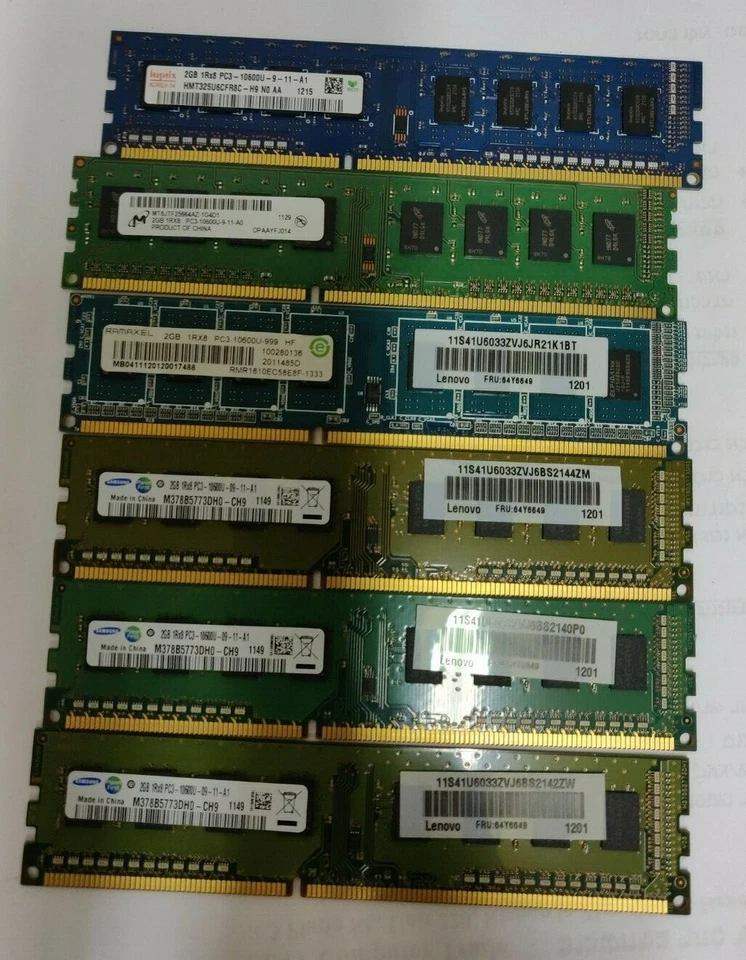 8x Lenovo 64Y6649 / 41U6033 2GB 1RX8 PC3-10600U 1333MHz Memory Modules - Image 1 of 2