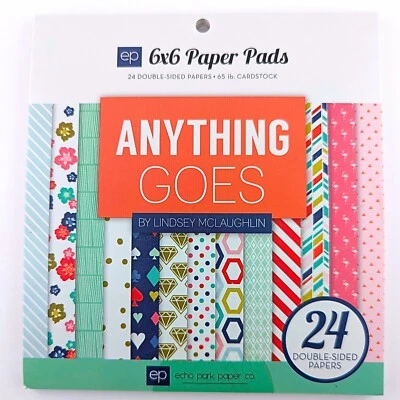 Echo Park 6X6 Paper Pad Geometric Floral Flamingos Diamonds - Anything Goes - Image 1 of 4