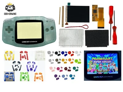 Game Boy Advance GBA V2 IPS LCD Kit Housing Shell GLOW GREEN PRE-CUT - Image 1 of 4