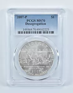 2007-P Desegregation Commemorative Dollar MS70 PCGS Blue Label - Picture 1 of 5