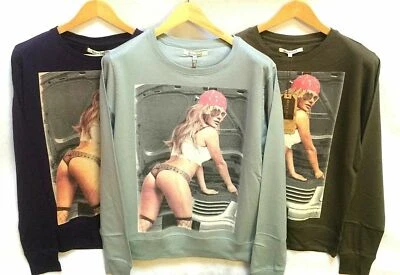 Sudadera Sexy Niña Explícita Cuello Redondo Algodón Caqui Púrpura  Foto 1 de 3