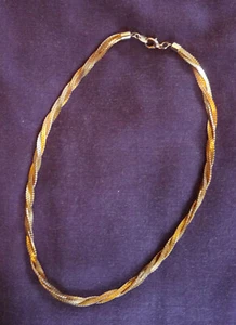 Gold plated chain necklace, length 45cm (18") 3 strand flat chain, rope twist - Picture 1 of 3