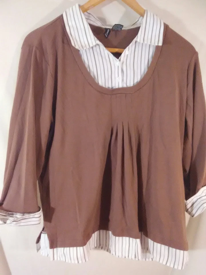 Blusa de malha JASON MAXWELL feminina 1X MARROM carreira manga 3/4 suéter - Imagem 1 de 3