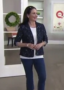 Kelly by Clinton Kelly Lace Jacket with Gingham Lining A276347 24W/2X Navy - Picture 1 of 12