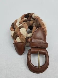 Brown Leather Plait/Braided Belt Size 34 - Leather Stamped 1642 - Bild 1 von 5
