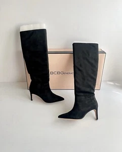 ✨New BCBGENERATION Marlo Faux Suede Slouch Pointed Tall Boots Black 8.5M $169 - Picture 1 of 10