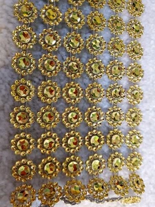 Golden Flower Rhinestone Mesh Wrap Trim, Rhinestone Ribbon Sale By Yards - Picture 1 of 5