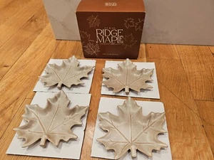 New Open Box Pottery Barn Ridge Maple Leaf Stoneware Appetizer Plates Set of 4 - Picture 1 of 9