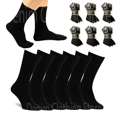 6-12 Hombres Negro Vestido Calcetines Acanalados Clásicos Ligeros Crew Informales 9-11 10-13 Foto 1 de 2