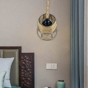 Handwoven Rope Lampshade Ceiling Light Fixture Cover Decors Home Hanging Pendant - Picture 1 of 7