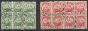 Bermuda Scott 82 - 83b    SG 77a - 78  cancelled Blocks with gum  1922 - Picture 1 of 2
