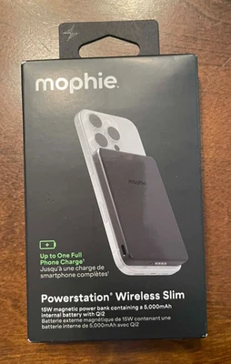 Banco de alimentación magnético delgado inalámbrico Mophie Powerstation 15 W 5000 mAh con Qi2 nuevo en caja Foto 1 de 2