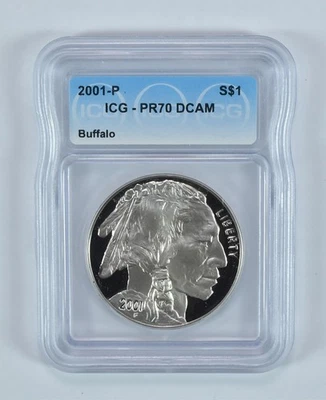 2001-P Buffalo Commemorative Silver Dollar PR70 DCAM ICG *3824 - Image 1 of 4