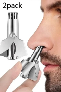 2 Pack Manual Nose Hair Trimmer Clipper  Stainless Steel Grooming Tool For Men - Picture 1 of 6