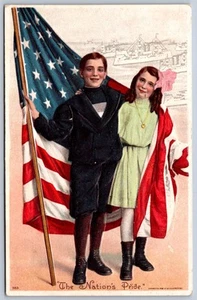 K25/ Patriotic Postcard c1910 Flag Children Nations Pride Smile 117 - Picture 1 of 4