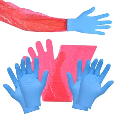 Field Dressing Gloves Kit Deer Gutting Gloves PE & Nitrile Hunting Cleaning Deer - Image 1 of 4