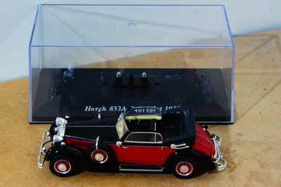 1:43 SCALE DIECAST MODEL, DeAgostini, 1938 HORCH 853A CABRIOLET. Black-red, Exc. - Image 1 of 4