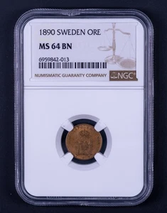 1890 Sweden 1 Ore MS 64BN Beautiful Luster RB013 - Picture 1 of 4