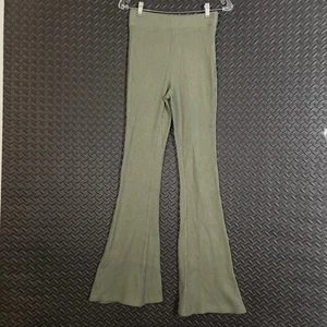 Pantaloni svasati Aerie verde oliva waffle maglia XS vita alta lunghi casual comodi - Foto 1 di 8