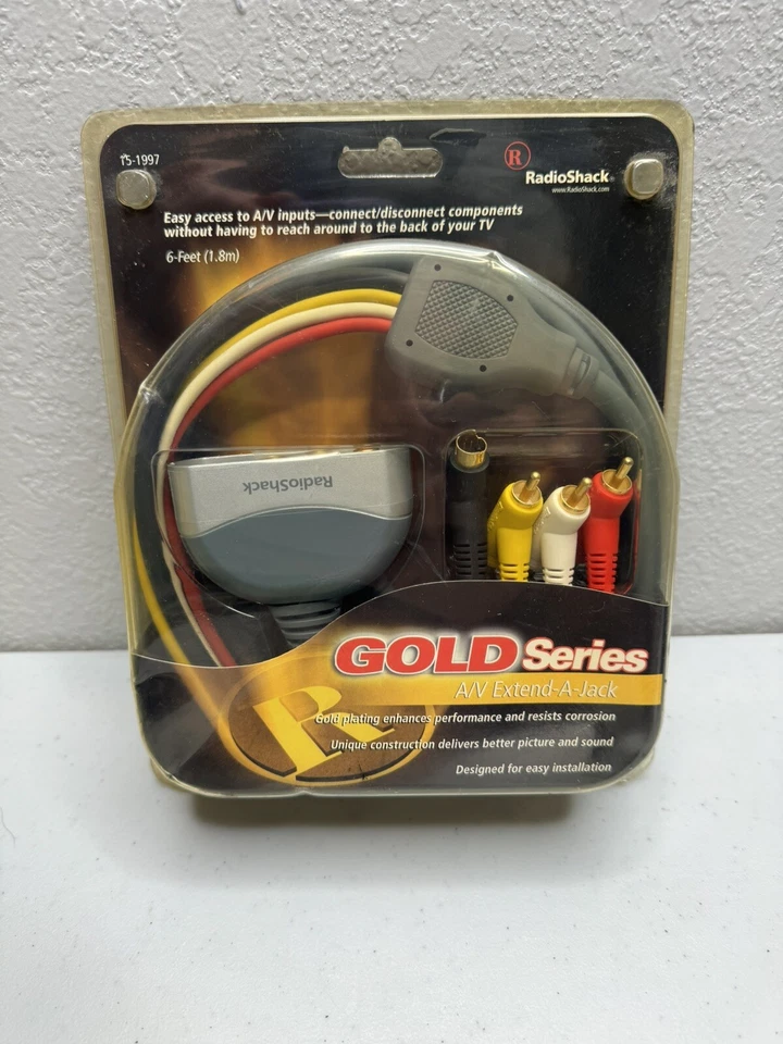 A/V Extend-A-Jack Gold Series 6ft by RadioShack Easy Access To A/V Inputs New - Image 1 of 4