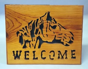 VTG Horse Head Welcome Wall Sign Scroll Saw Wood Handcrafted Art 3D Rustic - Picture 1 of 7