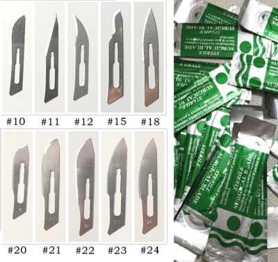 Cuchillas de capilla de acero inoxidable 100 piezas instrumentos médicos dentales cuchilla quirúrgica 10 tamaños Foto 1 de 4