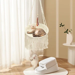 Hanging Cats Hammock Chair Cat Swing Bed Handwoven Cat Pet Hanging Swing Bed - Picture 1 of 15