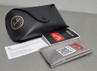 Ray Ban Large Black Sunglasses Fold-Over Case+ Booklet+Cleaning Cloth