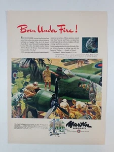 1940s MARTIN Aircraft Baltimore Bomber Nose WWII Colorful Vtg Poster Print Ad - Picture 1 of 1