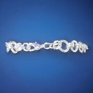 Damen silbergebundene Kreise Rolle Kette Hummer Verschluss Armband 7"" - Bild 1 von 5