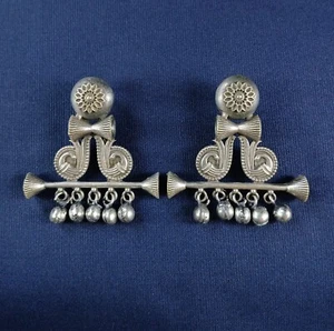 Alemán Plata Oxidado Diseño Floral Con Ghungroo Pendientes para Mujer Y de Chica - Imagen 1 de 10