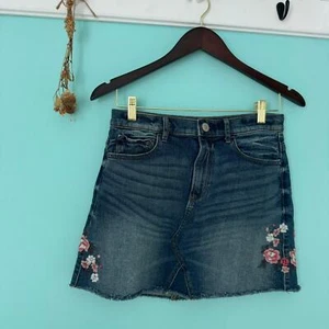 Express Embroidered Floral Denim Mini Skirt - Picture 1 of 7