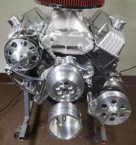 SBC Small Block Chevy Serpentine Kit All Inclusive ALT PS Long Water Pump 8 Ribs - Bild 1 von 12