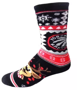 Calcetines negros de tripulación de baloncesto Toronto Raptors vacaciones Navidad renos - Imagen 1 de 1