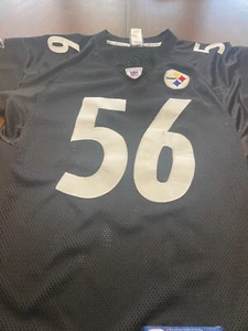 REEBOK Black LAMARR WOODLEY #.56 PITTSBURG STEELERS JERSEY T-Shirt size 50 - Picture 1 of 5