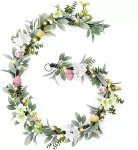 6FT Pastel Easter Egg Garlands for Mantle with LED Lights, Artificial Colorful S - Picture 1 of 12