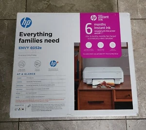 HP ENVY 6052 E   All-In-One Color Inkjet Printer Scanner With 6 Months Extra Ink - Picture 1 of 6