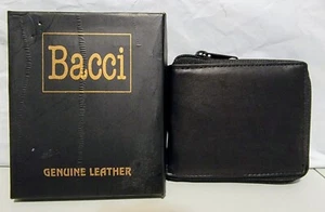 Bacci Herren Echtleder Reißverschluss Geldbörse Brandneu Schwarz - Bild 1 von 5