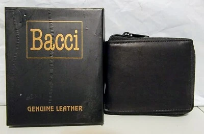 Bacci Mens Genuine Leather Zipper Wallet Brand New Black - Image 1 of 4