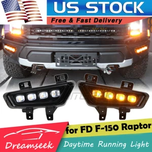 LED DRL Day Running Light For Ford F150 Raptor 2021-23 Fog Lamp Bezel With Turn - Picture 1 of 11