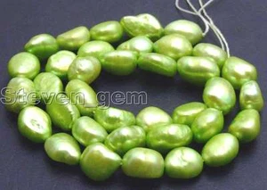 7-9mm Natural Green Baroque Freshwater Pearl Beads for Jewelry Making Strand 14" - Picture 1 of 4