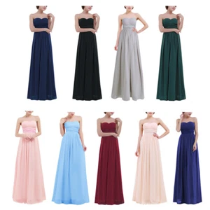 Women Strapless Dress Formal Wedding Cocktail Evening Prom Gown Party Bridesmaid - Picture 1 of 90