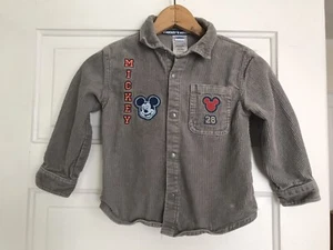 Vtg Mickey & Friends Corduroy Button Up Unisex Kids Disney Size 4T Gray 90s Y2K - Picture 1 of 13