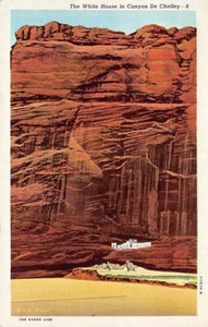 Postkarte AZ: Weißes Haus, Canyon de Chelly, Arizona, Leinen, 40er Jahre - Bild 1 von 2