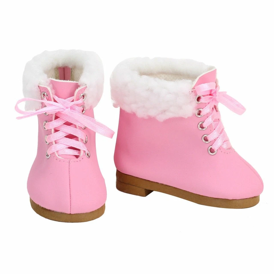 Botines con cordones de piel rosa botas ropa para muñecas de niña de 18" Foto 1 de 1