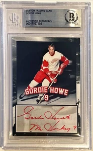 Gordie Howe Detroit Red Wings Signed Custom Cut Auto CARD BAS Beckett Slabbed - Picture 1 of 2