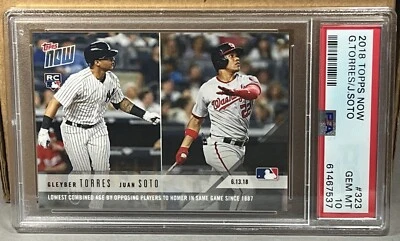 2018 TOPPS NOW #323 GLEYBER TORRES JUAN SOTO PSA 10 GEM MINT ROOKIE HR same game - Image 1 of 2
